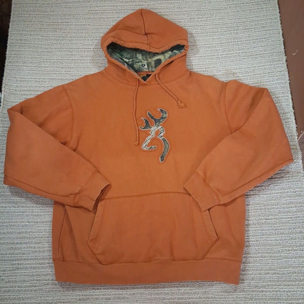 browning orange camo hoodie large buckmark mossy oak infinity mens sweatshirt
